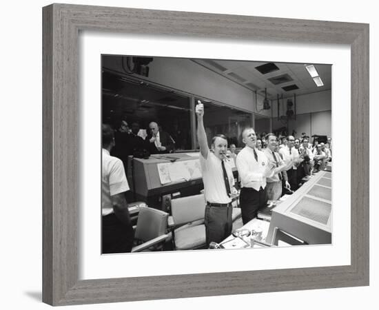 Apollo 13 Flight Directors Applaud the Successful Splashdown of the Command Module-null-Framed Photo