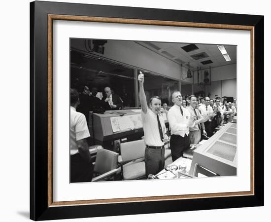 Apollo 13 Flight Directors Applaud the Successful Splashdown of the Command Module-null-Framed Photo