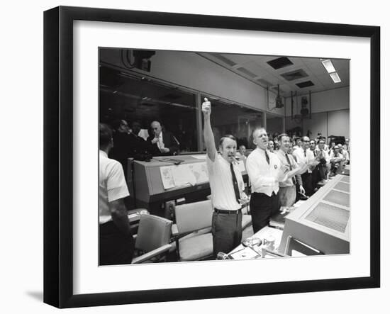 Apollo 13 Flight Directors Applaud the Successful Splashdown of the Command Module--Framed Photo