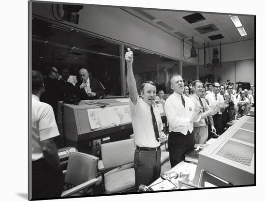 Apollo 13 Flight Directors Applaud the Successful Splashdown of the Command Module-null-Mounted Photo