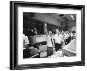 Apollo 13 Flight Directors Applaud the Successful Splashdown of the Command Module-null-Framed Photo
