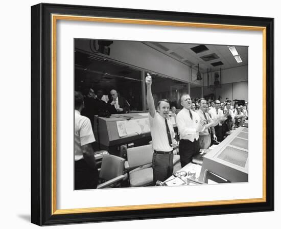 Apollo 13 Flight Directors Applaud the Successful Splashdown of the Command Module-null-Framed Photo