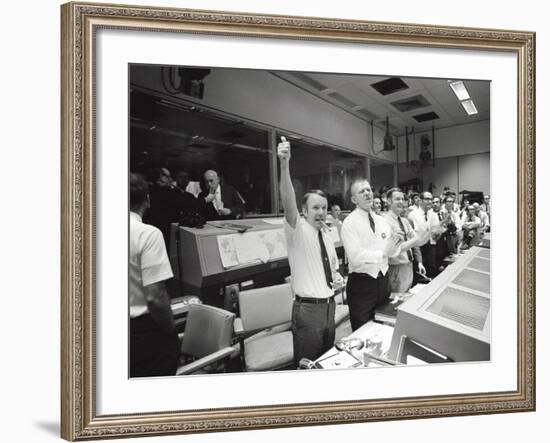 Apollo 13 Flight Directors Applaud the Successful Splashdown of the Command Module-null-Framed Photo