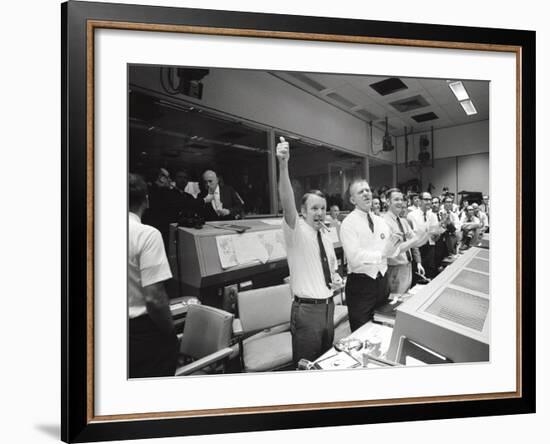 Apollo 13 Flight Directors Applaud the Successful Splashdown of the Command Module-null-Framed Photo