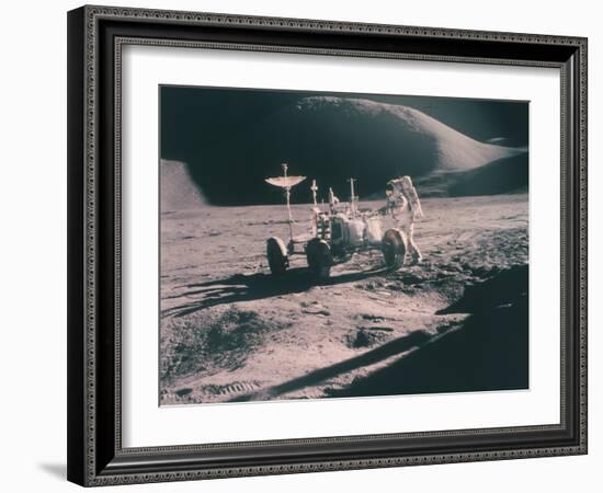 Apollo 15 Astronaut James Irwin with the Lunar Rover, August 1971-null-Framed Photographic Print