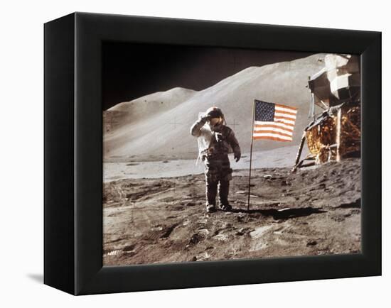 Apollo 15 Moonwalk 1971-null-Framed Premier Image Canvas