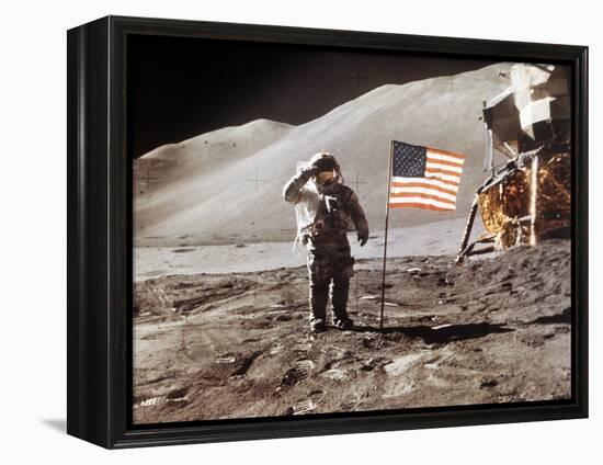 Apollo 15 Moonwalk 1971-null-Framed Premier Image Canvas