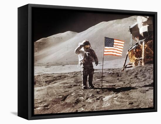 Apollo 15 Moonwalk 1971-null-Framed Premier Image Canvas