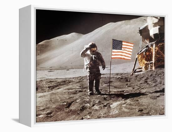 Apollo 15 Moonwalk 1971-null-Framed Premier Image Canvas