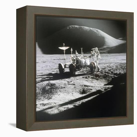 Apollo 15 Moonwalk 1971-null-Framed Premier Image Canvas