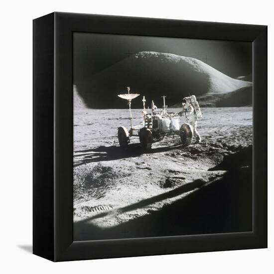 Apollo 15 Moonwalk 1971-null-Framed Premier Image Canvas