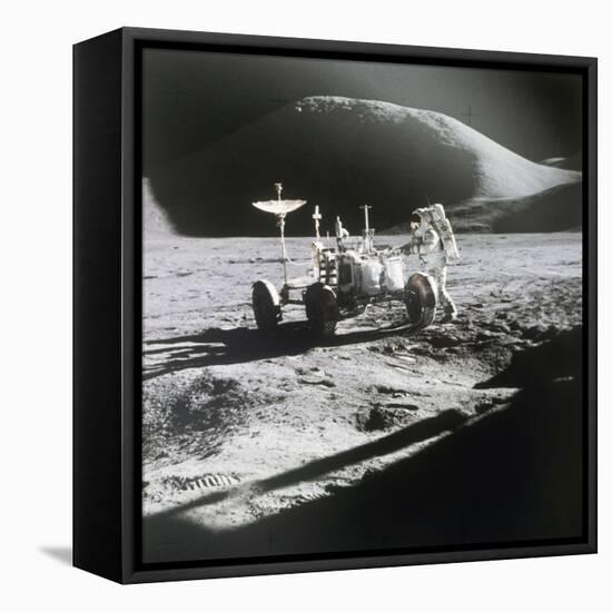 Apollo 15 Moonwalk 1971-null-Framed Premier Image Canvas