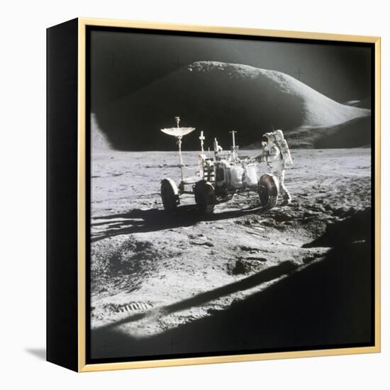 Apollo 15 Moonwalk 1971-null-Framed Premier Image Canvas