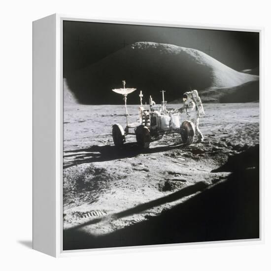 Apollo 15 Moonwalk 1971-null-Framed Premier Image Canvas