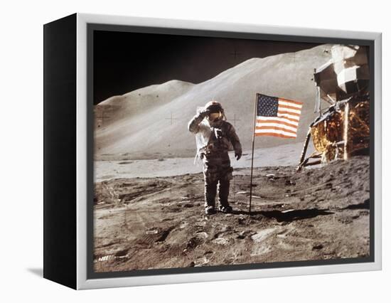 Apollo 15 Moonwalk 1971-null-Framed Premier Image Canvas
