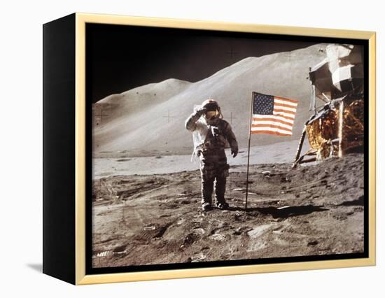 Apollo 15 Moonwalk 1971-null-Framed Premier Image Canvas