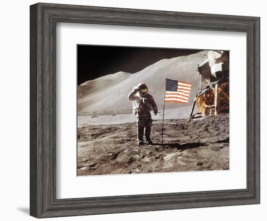 Apollo 15 Moonwalk 1971-null-Framed Photographic Print