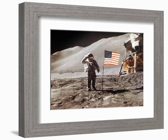 Apollo 15 Moonwalk 1971-null-Framed Photographic Print