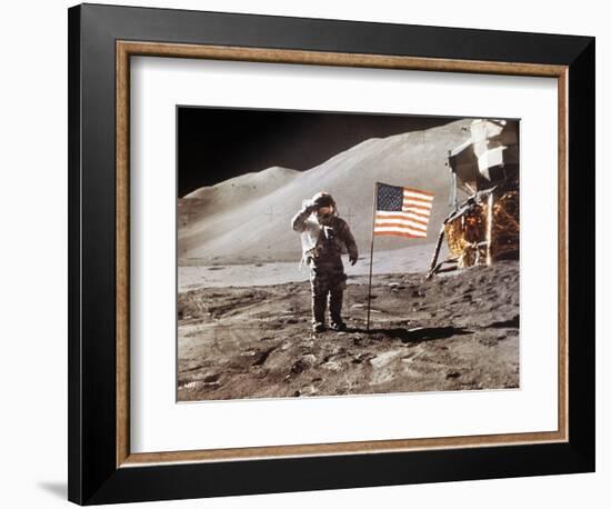 Apollo 15 Moonwalk 1971-null-Framed Photographic Print