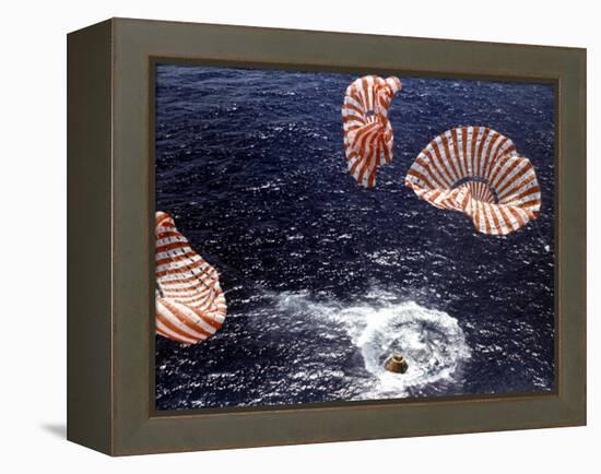 Apollo 15 Splashing Down in Pacific Ocean W. Parachutes Trailing Behind-null-Framed Premier Image Canvas