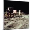 Apollo 16 Astronaut Salutes the US Flag on the Moon, July 21-24, 1971-null-Mounted Photo