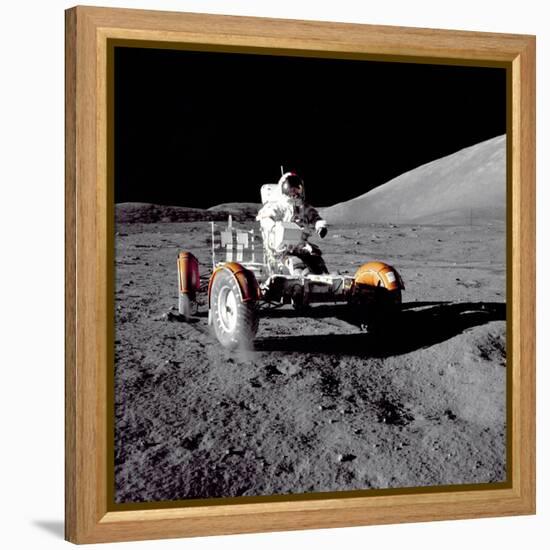 Apollo 17 Astronaut Eugene a Cernan Driving the Lunar Rover-null-Framed Stretched Canvas