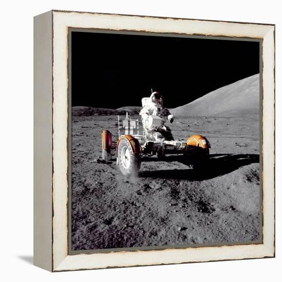 Apollo 17 Astronaut Eugene a Cernan Driving the Lunar Rover-null-Framed Stretched Canvas