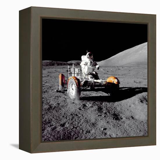 Apollo 17 Astronaut Eugene a Cernan Driving the Lunar Rover-null-Framed Stretched Canvas