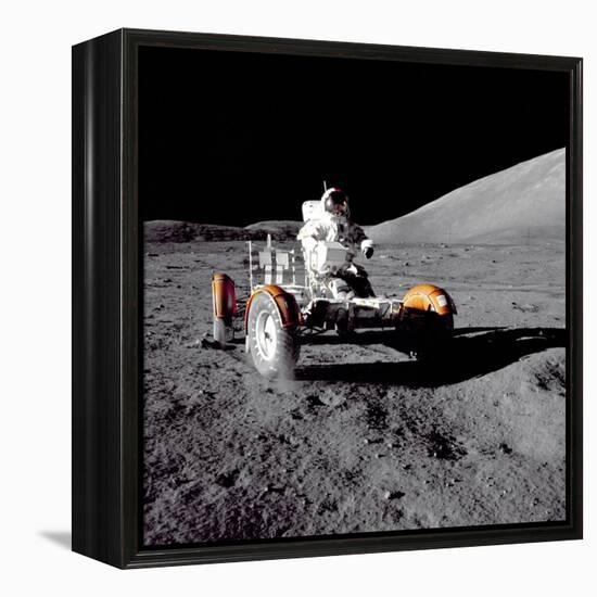 Apollo 17 Astronaut Eugene a Cernan Driving the Lunar Rover-null-Framed Stretched Canvas