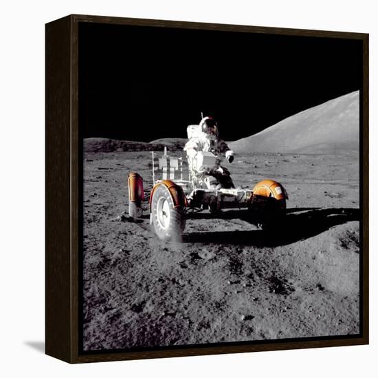 Apollo 17 Astronaut Eugene a Cernan Driving the Lunar Rover-null-Framed Stretched Canvas