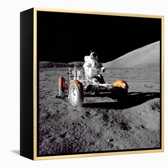 Apollo 17 Astronaut Eugene a Cernan Driving the Lunar Rover-null-Framed Stretched Canvas