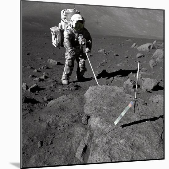 Apollo 17 Geologist-Astronaut Harrison Schmitt Covered with Lunar Dirt-null-Mounted Photo