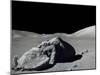 Apollo 17 Geologist-Astronaut Harrison Schmitt Standing Next to a Huge, Split Lunar Boulder-null-Mounted Photo