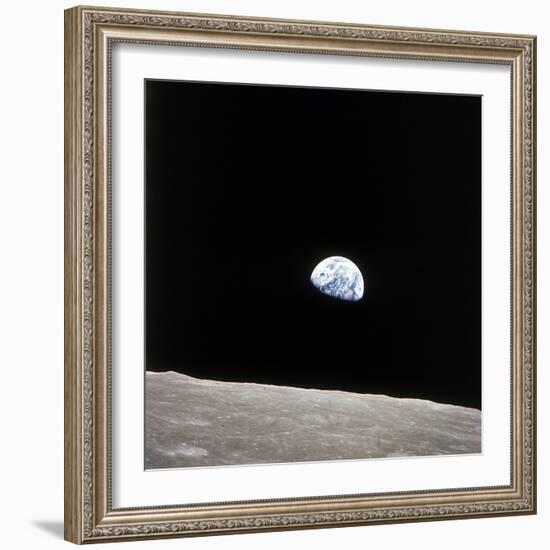 Apollo 8 View of Earth Rise over the Moon--Framed Photographic Print