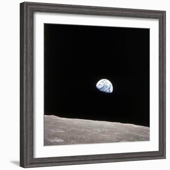 Apollo 8 View of Earth Rise over the Moon-null-Framed Photographic Print
