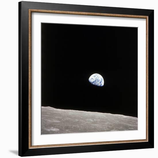 Apollo 8 View of Earth Rise over the Moon--Framed Photographic Print