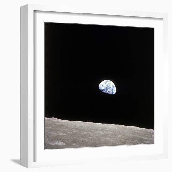 Apollo 8 View of Earth Rise over the Moon--Framed Photographic Print