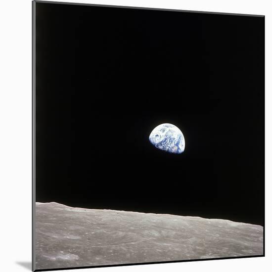 Apollo 8 View of Earth Rise over the Moon-null-Mounted Photographic Print