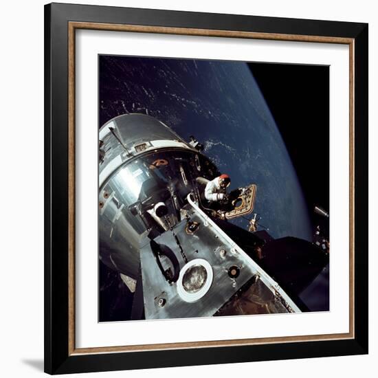 Apollo 9 Astronaut Dave Scott Stands in Open Hatch of Command Module-null-Framed Photo