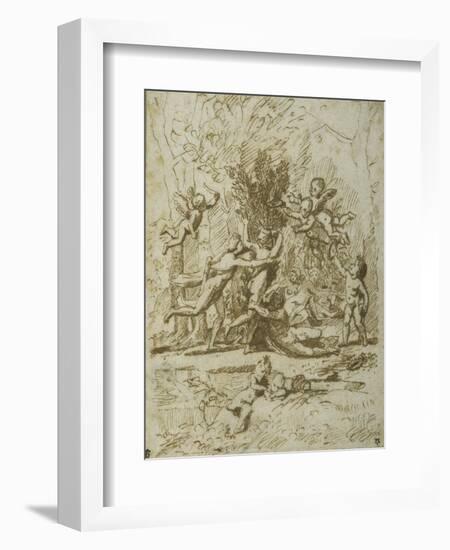 Apollo and Daphne, C.1635-Nicolas Poussin-Framed Giclee Print