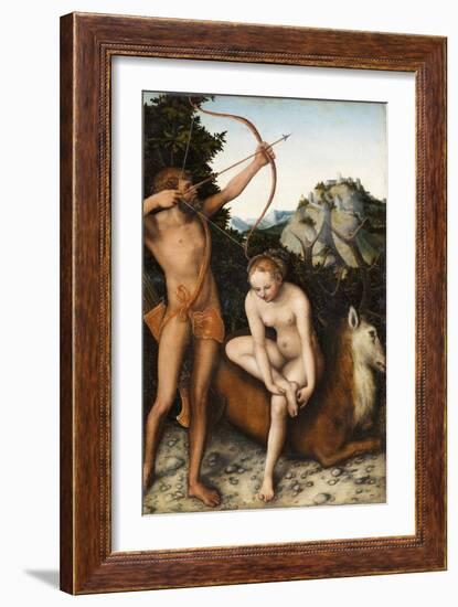 Apollo and Diana, C.1530 (Painting)-Lucas the Elder Cranach-Framed Giclee Print