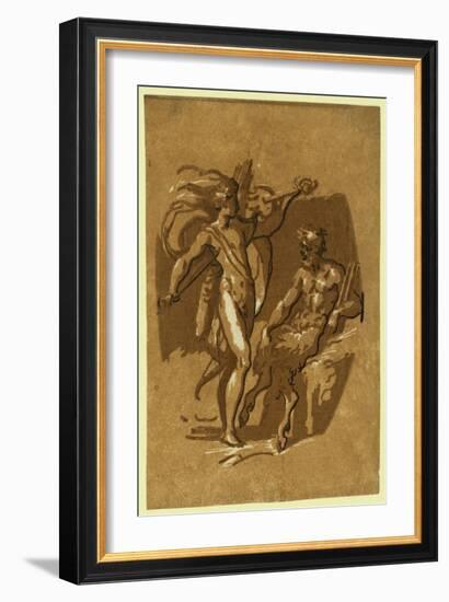 Apollo and Marsyas, Between 1500 and 1530-Ugo da Carpi-Framed Giclee Print