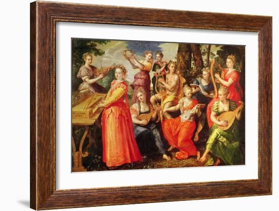 Apollo and the Muses (Oil on Wood)-Maarten de Vos-Framed Giclee Print