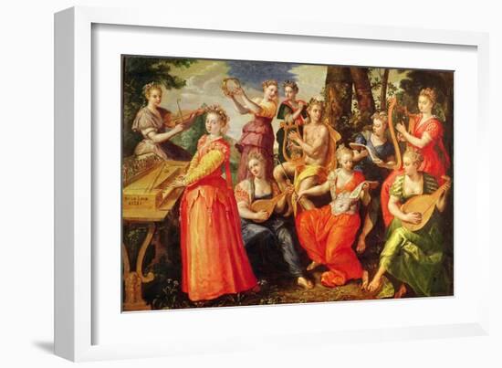 Apollo and the Muses (Oil on Wood)-Maarten de Vos-Framed Giclee Print