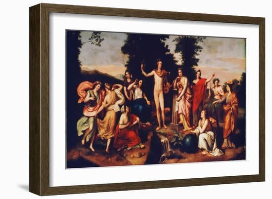 Apollo and the Three Graces, C.1750-60 (Oil on Panel)-Anton Raphael Mengs-Framed Giclee Print