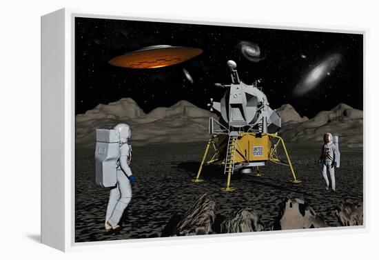 Apollo Astronauts Coming into Contact with an Alien Ufo While on the Moon-null-Framed Stretched Canvas