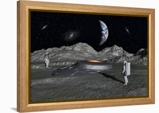 Apollo Astronauts Discover a Ufo on the Surface of the Moon-Stocktrek Images-Framed Stretched Canvas