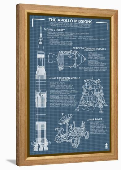 Apollo Missions - Blueprint Poster-Lantern Press-Framed Stretched Canvas