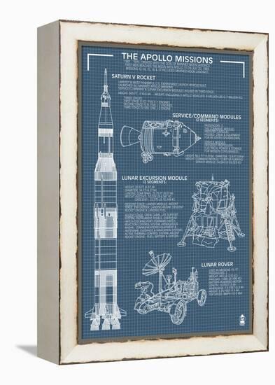 Apollo Missions - Blueprint Poster-Lantern Press-Framed Stretched Canvas