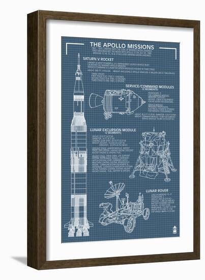 Apollo Missions - Blueprint Poster-Lantern Press-Framed Art Print